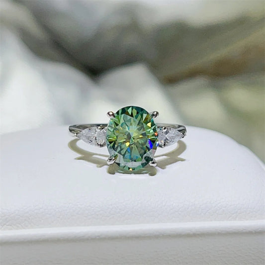 3 Carat Moissanite 925 Sterling Silver Ring Lime