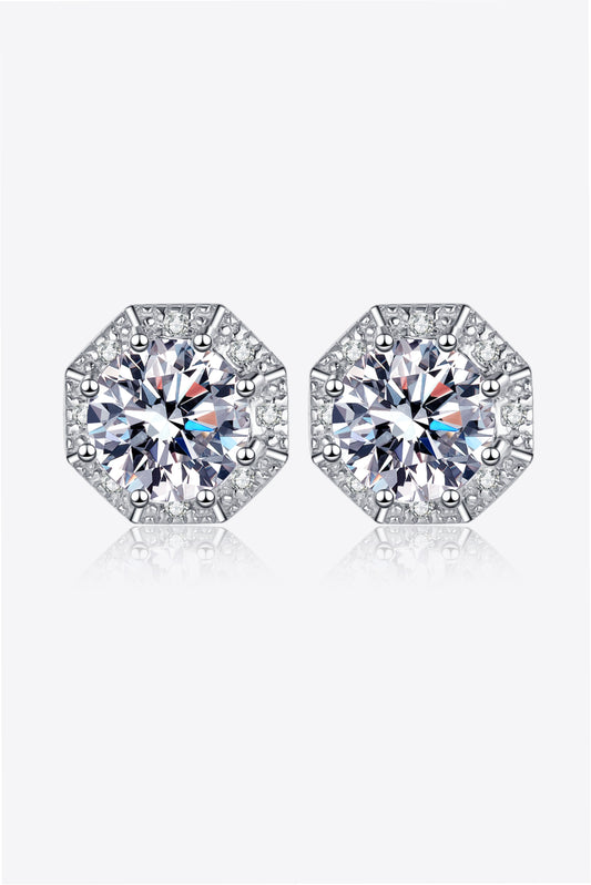 2 Carat Moissanite 925 Sterling Silver Stud Earrings Silver One Size
