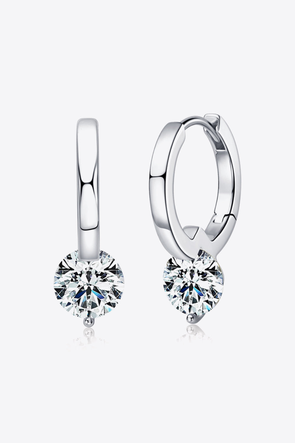 2 Carat Moissanite 925 Sterling Silver Drop Earrings Silver One Size