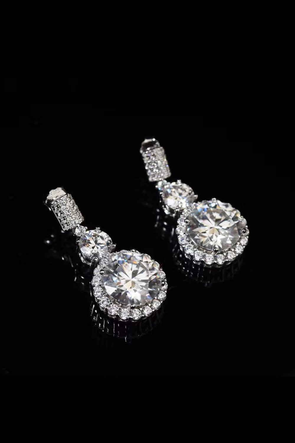 12 Carat Moissanite Platinum-Plated Drop Earrings Silver One Size