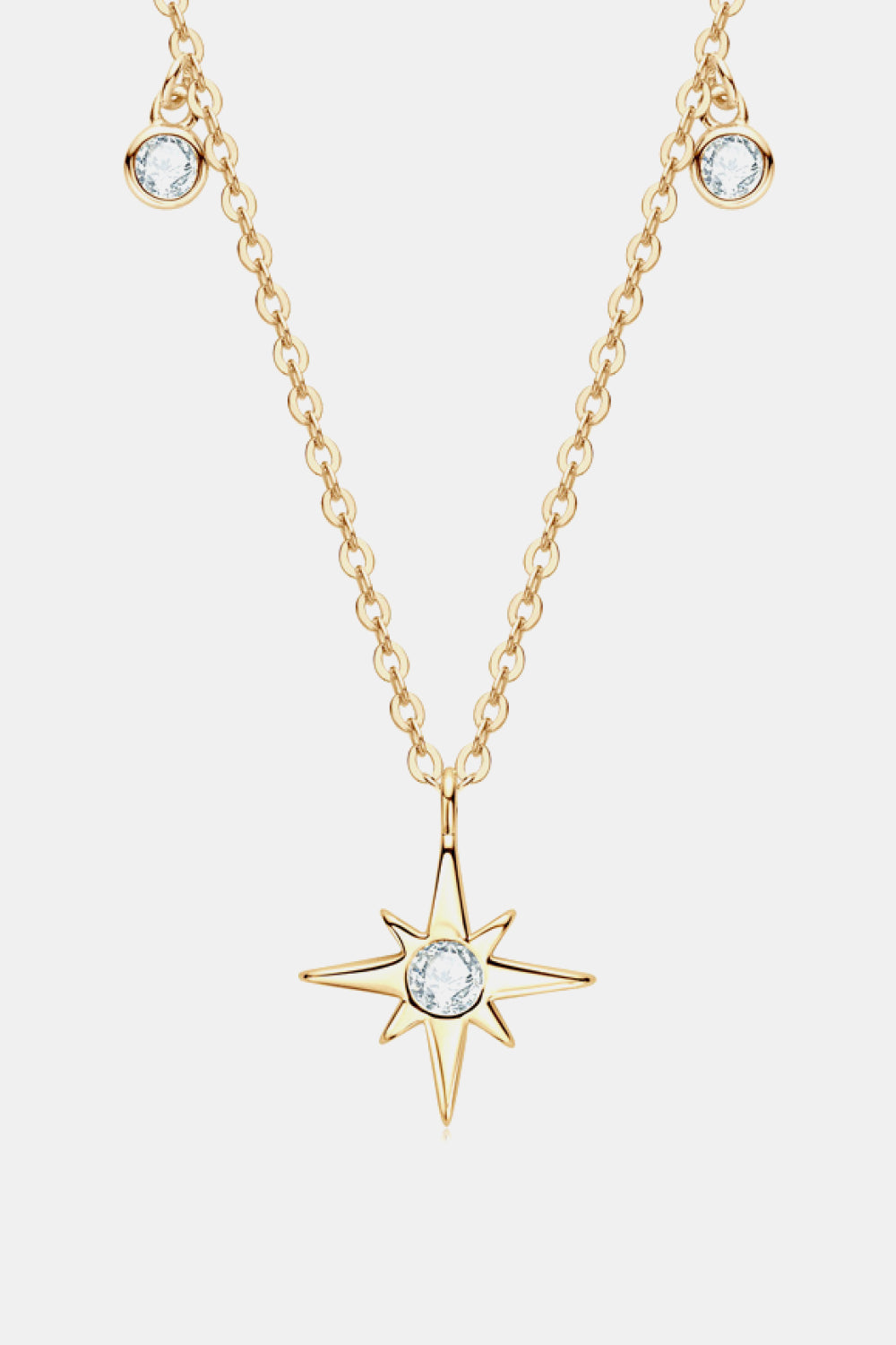 Moissanite North Star Pendant 925 Sterling Silver Necklace Gold One Size