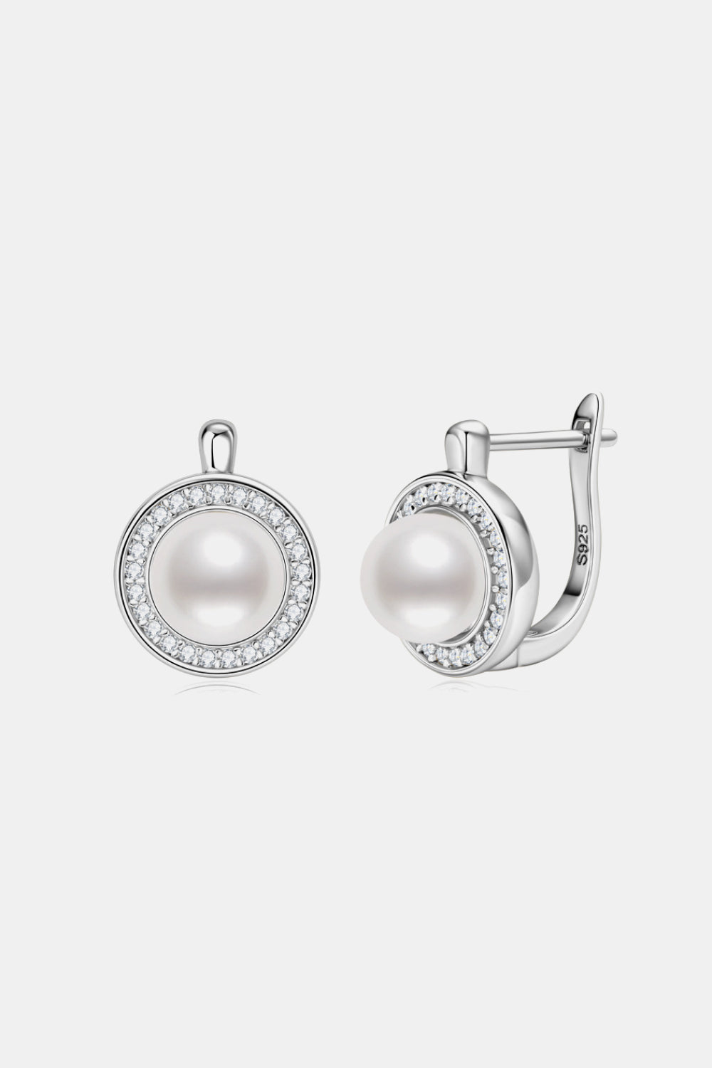 Moissanite Pearl 925 Sterling Silver Earrings Silver One Size