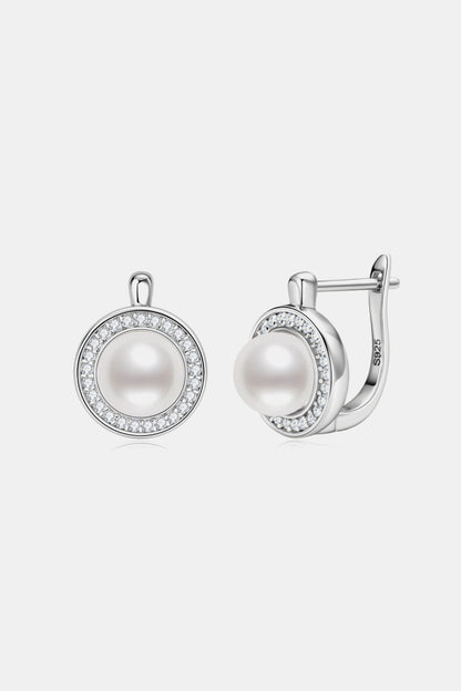 Moissanite Pearl 925 Sterling Silver Earrings Silver One Size
