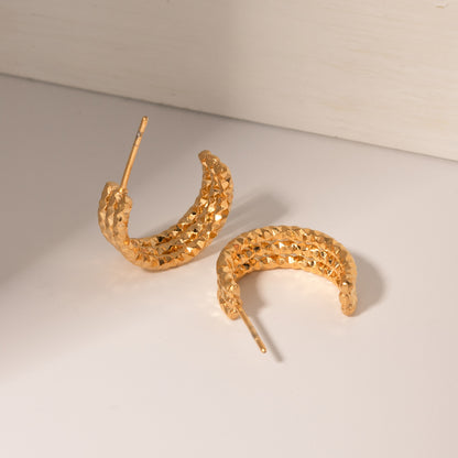 18K Gold-Plated Stainless Steel C-Hoop Earrings Gold One Size