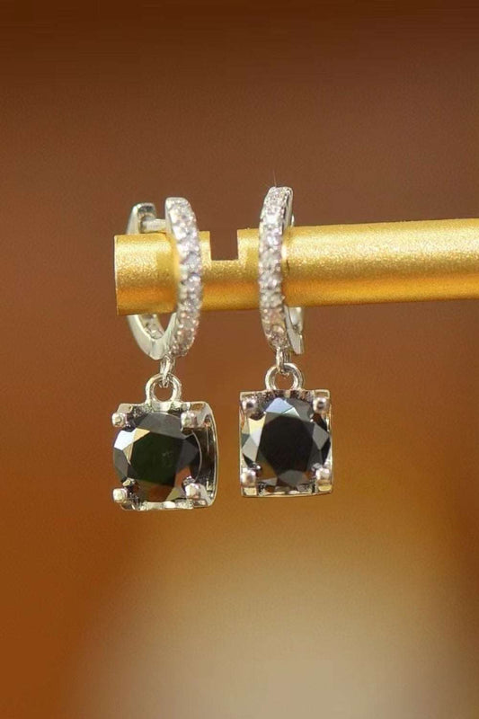2 Carat Moissanite 925 Sterling Silver Drop Earrings Black One Size