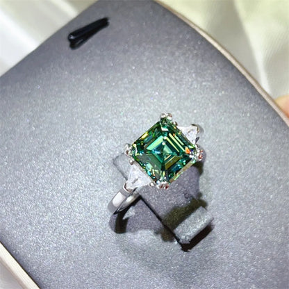 2 Carat Moissanite 925 Sterling Silver Ring Green