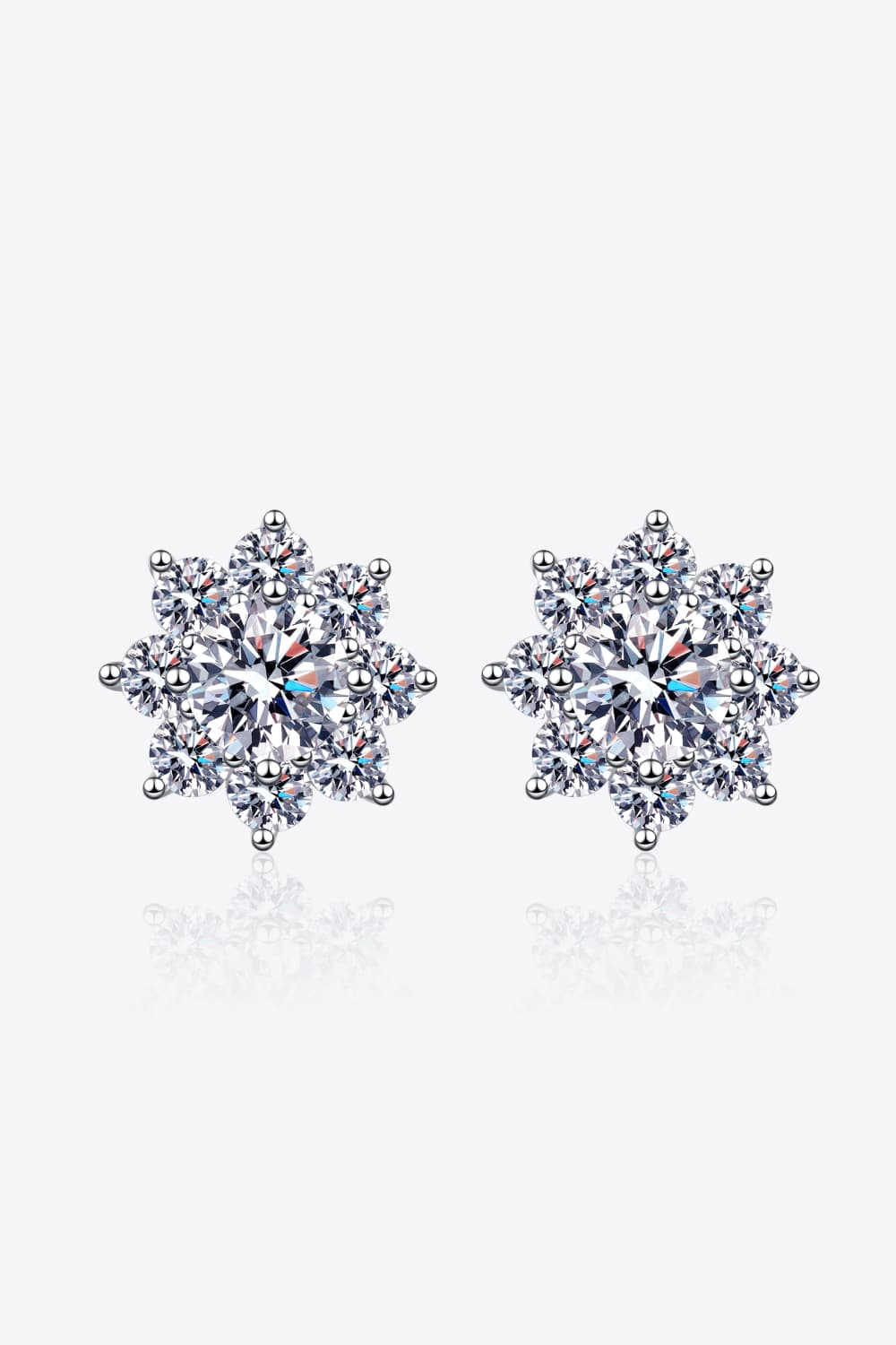 1 Carat Moissanite 925 Sterling Silver Flower Earrings Silver One Size