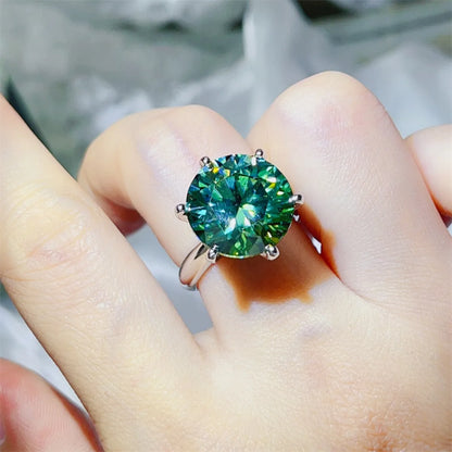 10 Carat Moissanite 925 Sterling Silver Ring Green