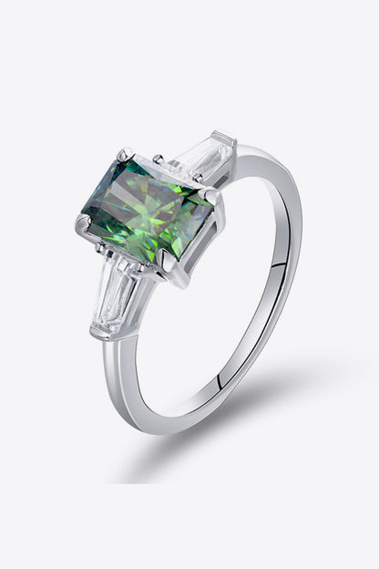 2 Carat Moissanite 925 Sterling Silver Ring Green