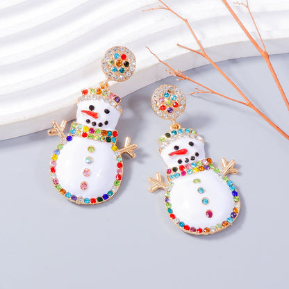 Alloy Rhinestone Snowman Earrings White One Size