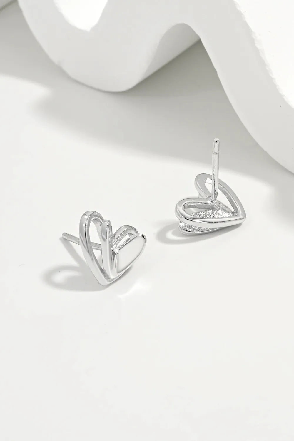 925 Sterling Silver Heart Stud Earrings
