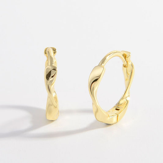 925 Sterling Silver Hoop Earrings Gold One Size