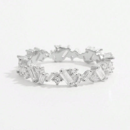 925 Sterling Silver Inlaid Zircon Ring Silver