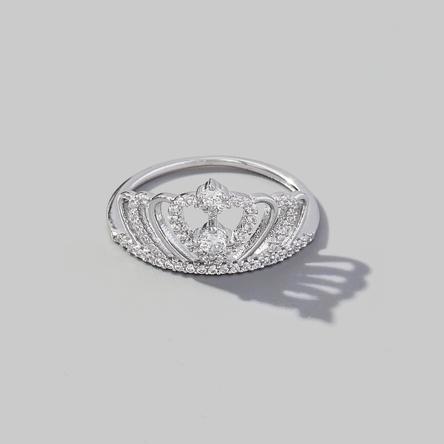 Crown Shape Zircon 925 Sterling Silver Ring Silver
