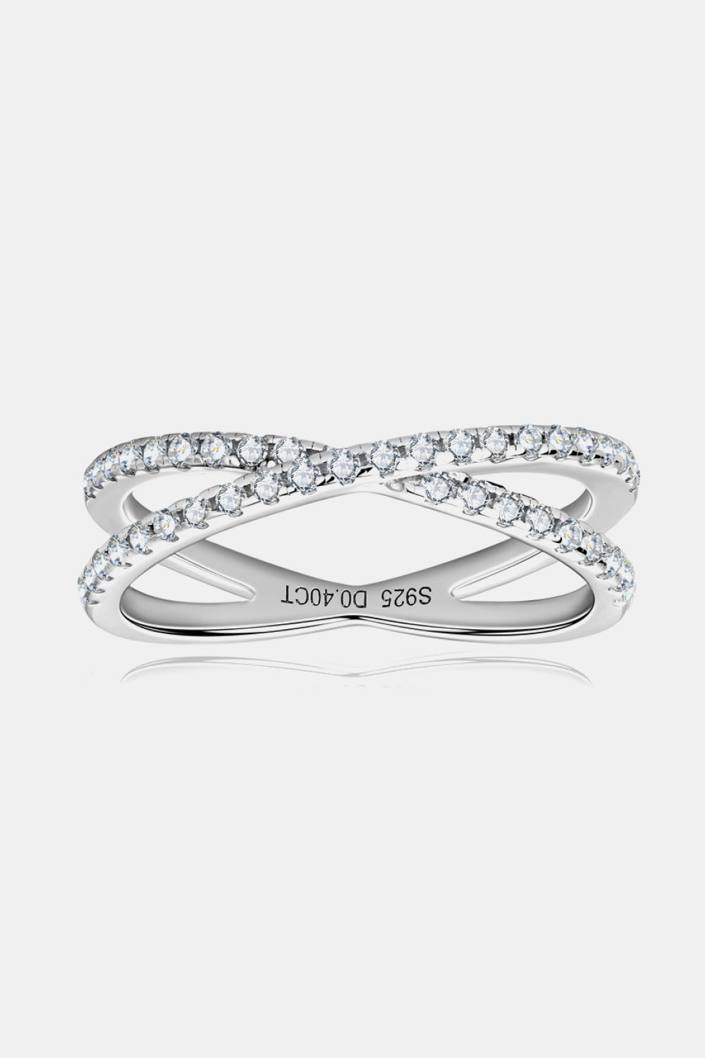 Moissanite 925 Sterling Silver Crisscross Ring Silver