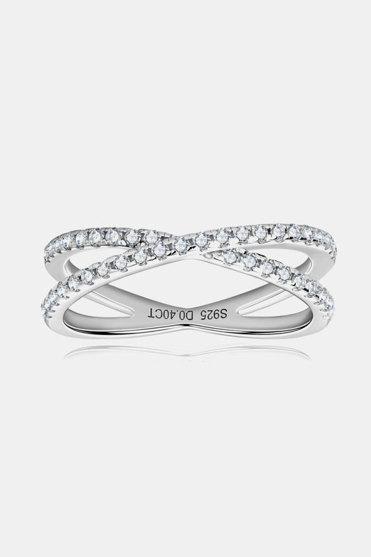 Moissanite 925 Sterling Silver Crisscross Ring Silver