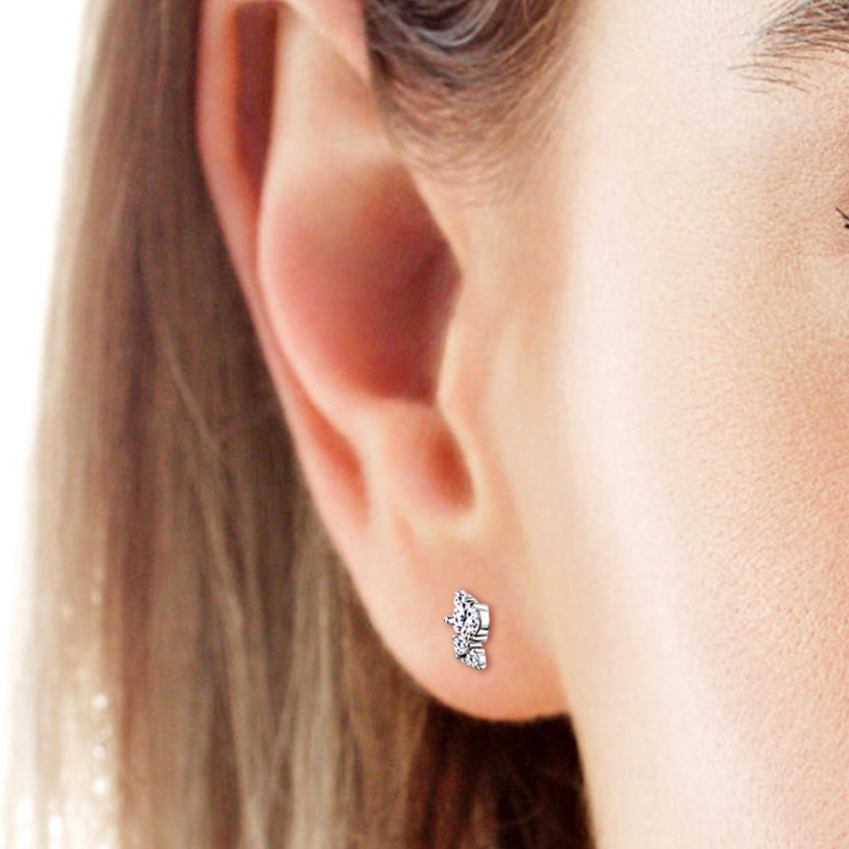 925 Sterling Silver Moissanite Stud Earrings Silver One Size