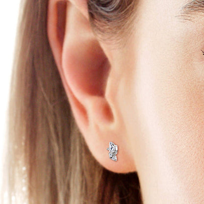 925 Sterling Silver Moissanite Stud Earrings Silver One Size