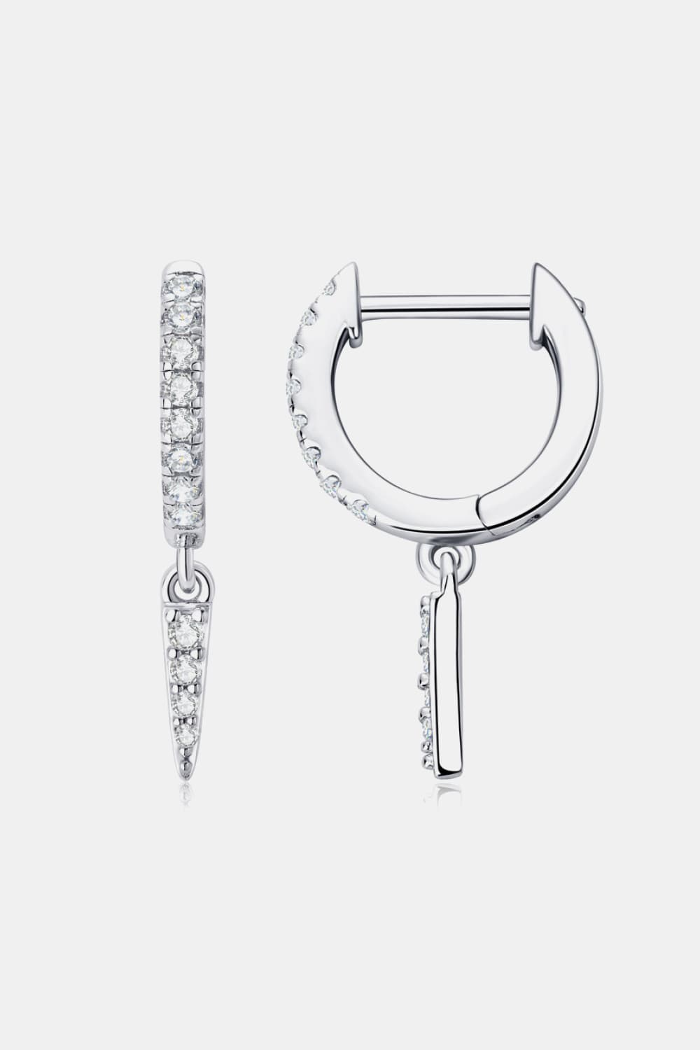 Moissanite 925 Sterling Silver Huggie Drop Earrings Silver One Size