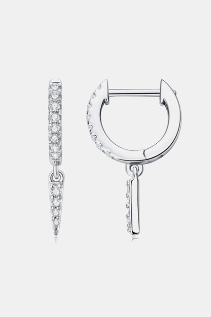 Moissanite 925 Sterling Silver Huggie Drop Earrings Silver One Size