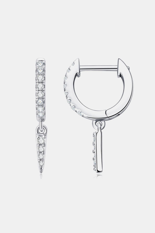 Moissanite 925 Sterling Silver Huggie Drop Earrings Silver One Size