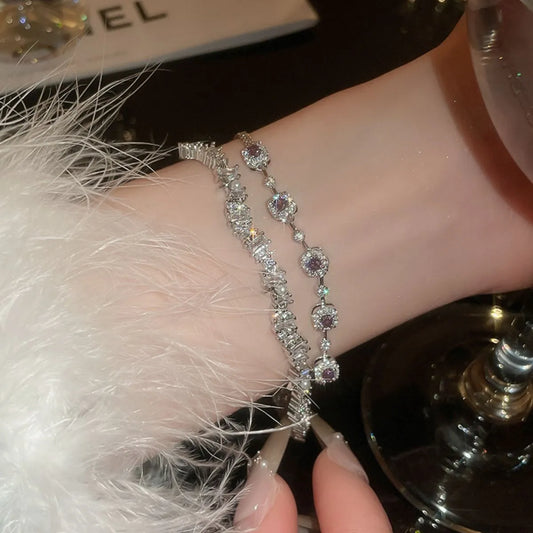 Copper Zircon Bracelet White One Size