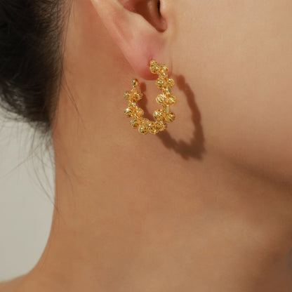 Titanium Steel C-Hoop Earrings Gold One Size