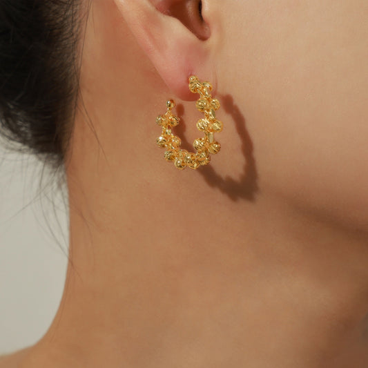 Titanium Steel C-Hoop Earrings Gold One Size