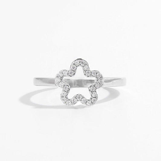 925 Sterling Silver Inlaid Zircon Ring Silver