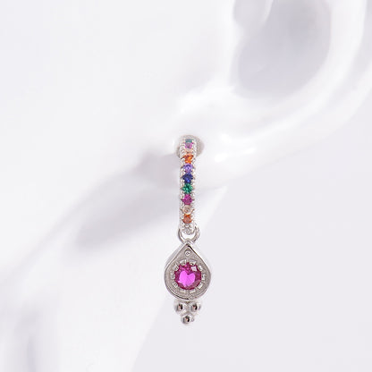 925 Sterling Silver Inlaid Zircon Earrings Silver One Size