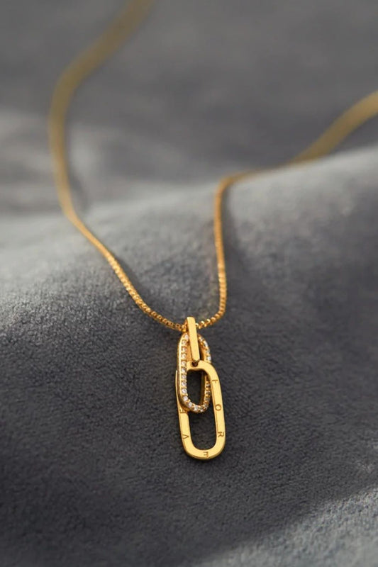 925 Sterling Silver Inland Zircon Necklace Gold One Size