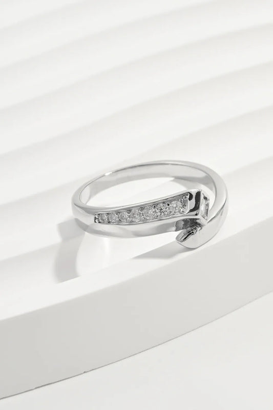 925 Sterling Silver Inlaid Zircon Ring Silver