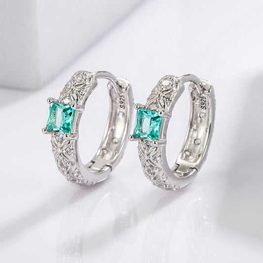 925 Sterling Silver Inlaid Zircon Earrings Silver One Size