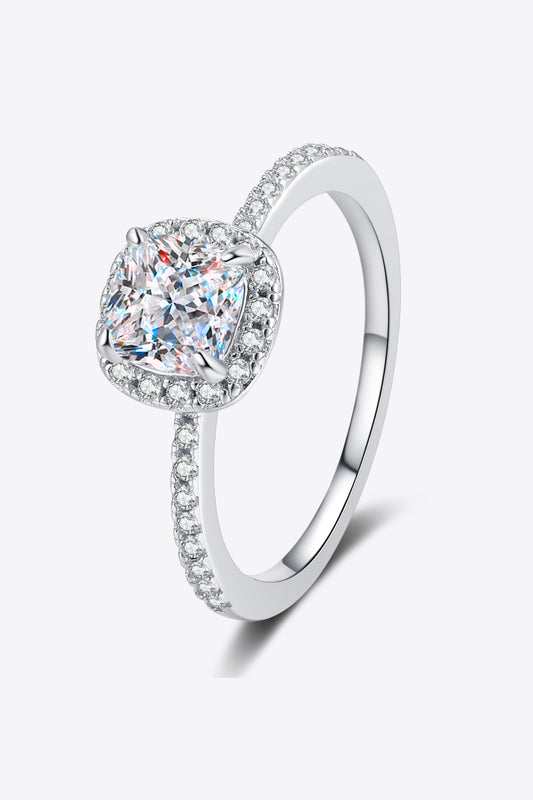 1 Carat Moissanite 925 Sterling Silver Halo Ring Silver