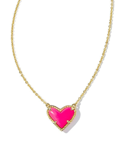 Heart Pendant Necklace Hot Pink One Size