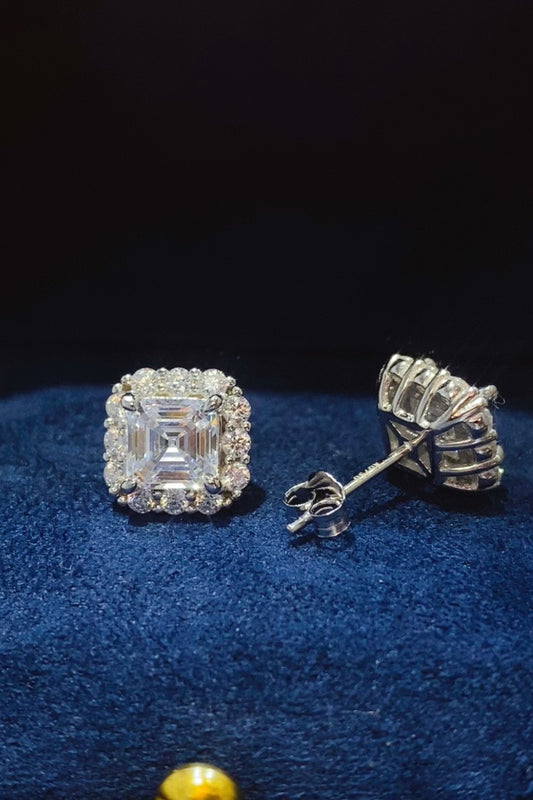 2 Carat Moissanite 925 Sterling Silver Stud Earrings Silver One Size