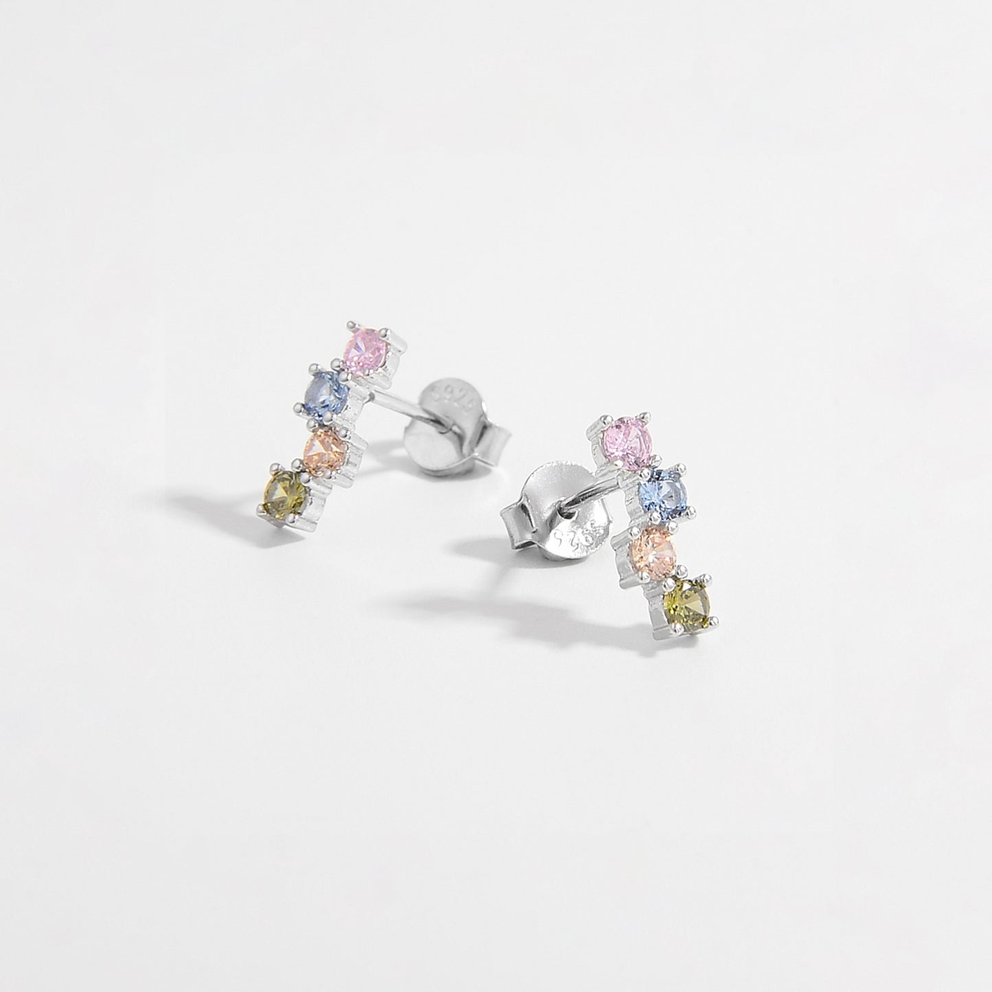 925 Sterling Silver Inlaid Zircon Earrings Silver One Size