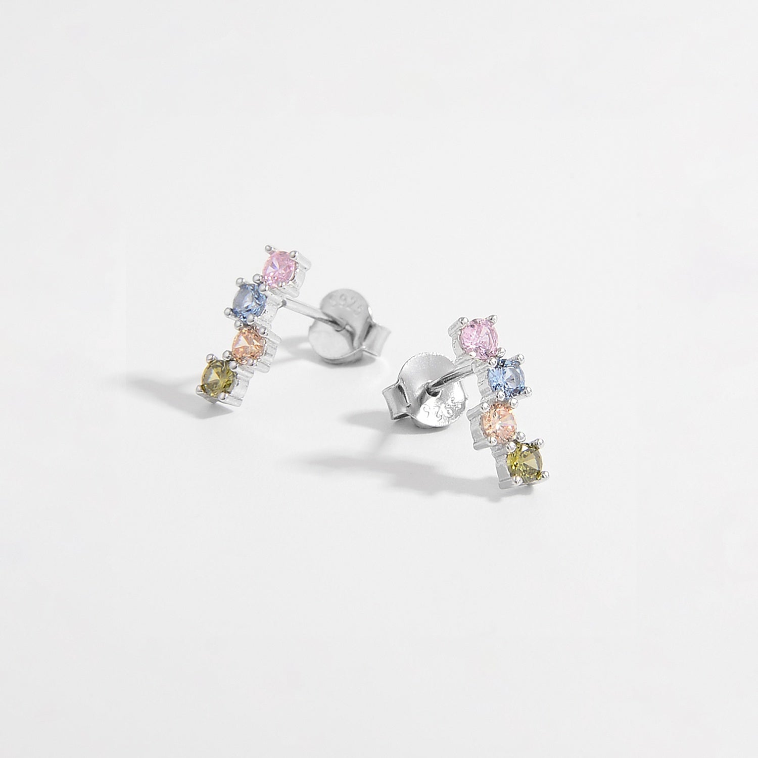 925 Sterling Silver Inlaid Zircon Earrings Silver One Size