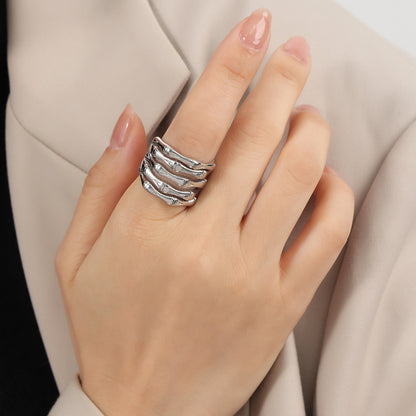 Titanium Steel Multi-Layered Ring Silver