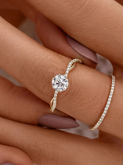 925 Sterling Silver Inlaid Zircon Ring