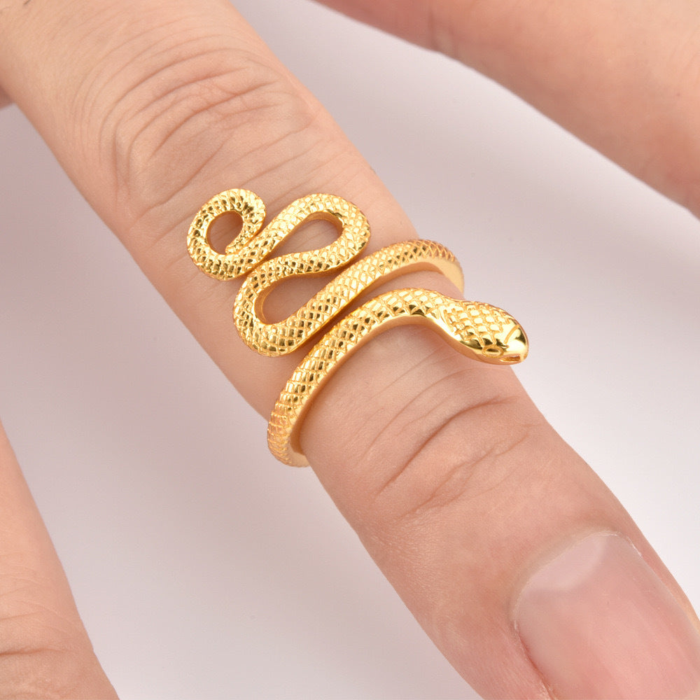 925 Sterling Silver Snake Shape Ring Gold 7