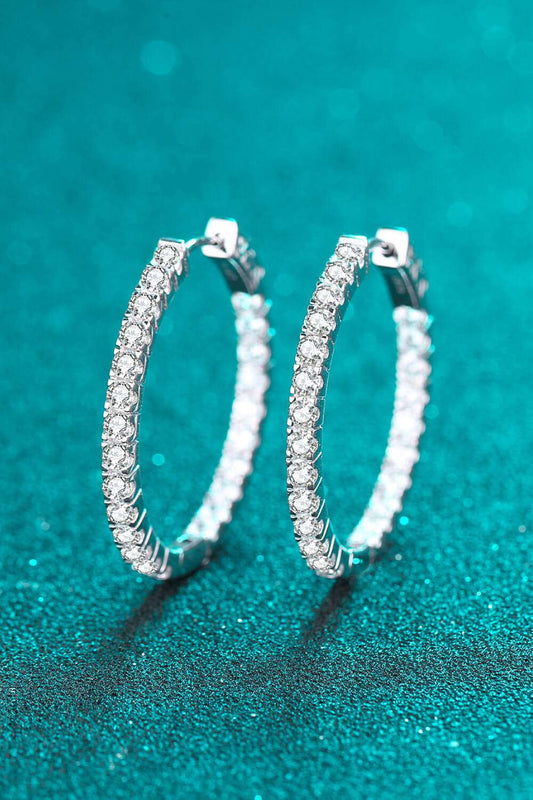 Moissanite Rhodium-Plated Hoop Earrings Silver One Size