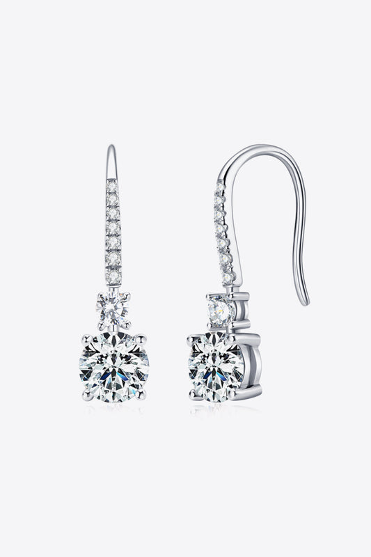 2 Carat Moissanite 925 Sterling Silver Drop Earrings Silver One Size