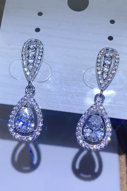 2 Carat Moissanite 925 Sterling Silver Teardrop Earrings Silver One Size