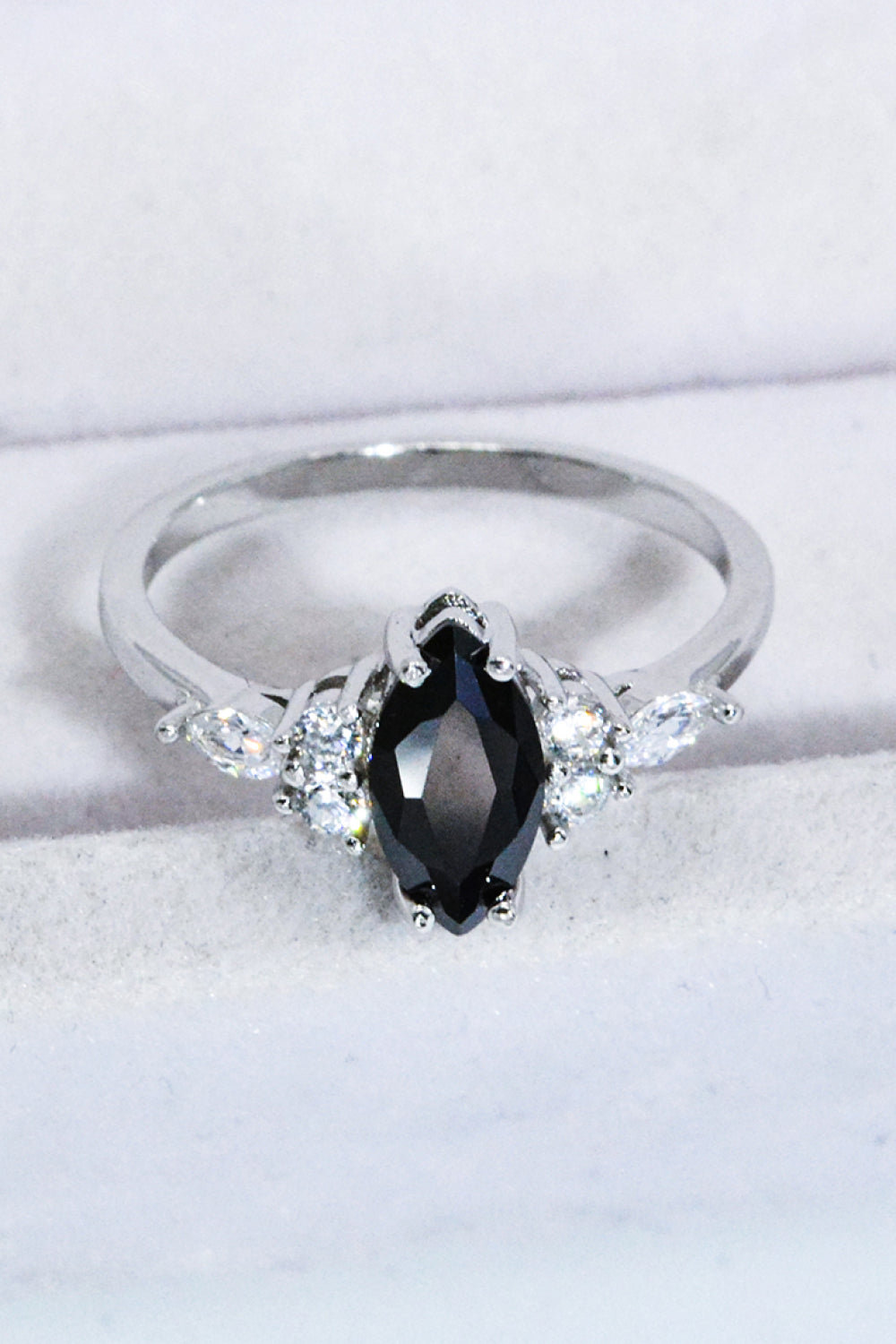 925 Sterling Silver Black Agate Ring Black