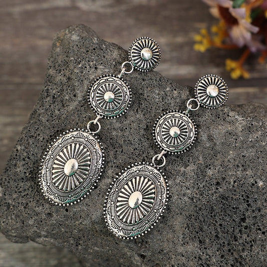 Vintage Alloy Dangle Earrings Silver One Size