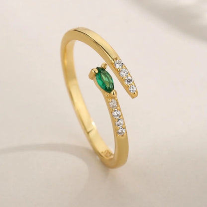 925 Sterling Silver Inland Zircon Open Ring Gold One Size