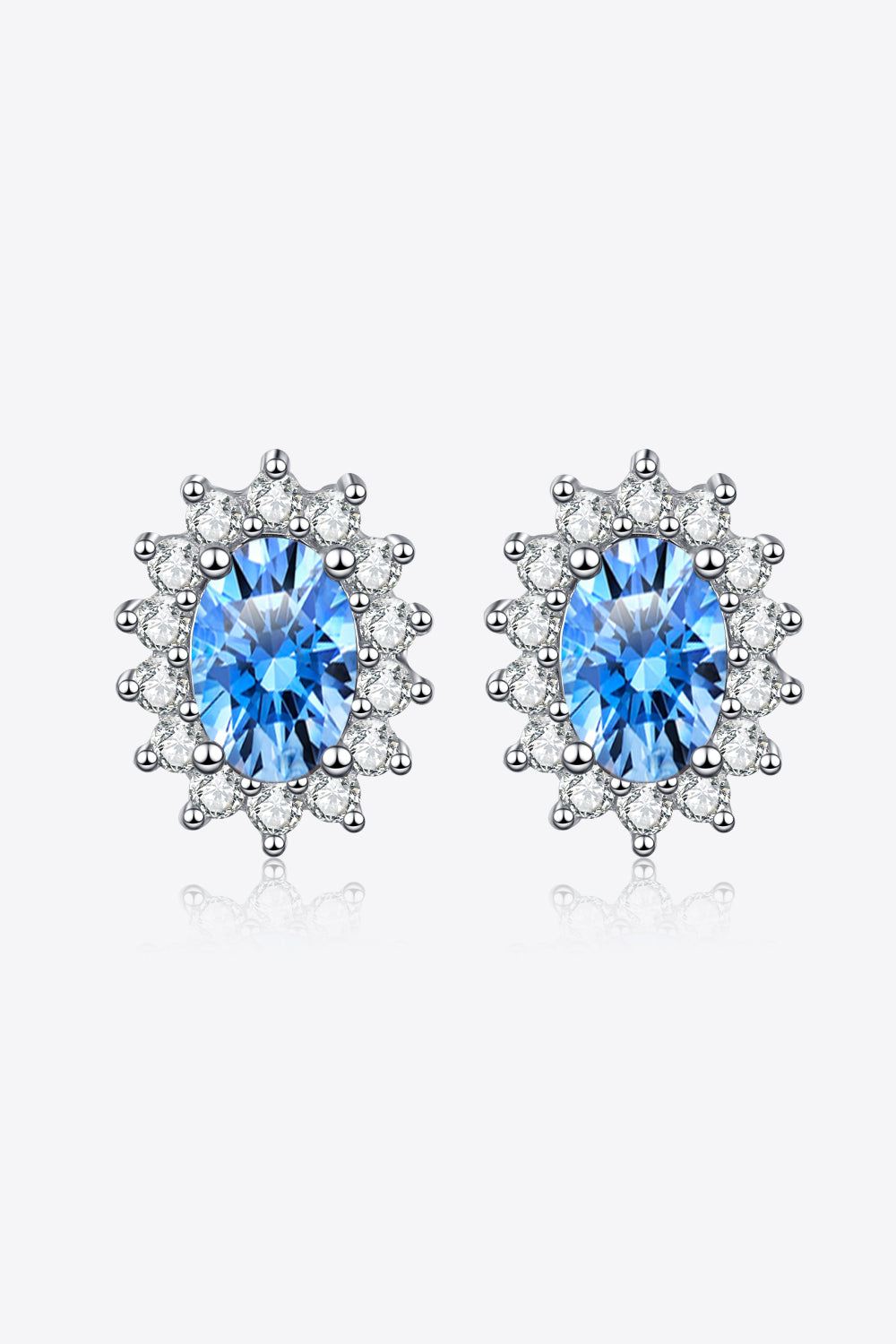 1 Carat Moissanite 925 Sterling Silver Stud Earrings Sky Blue One Size
