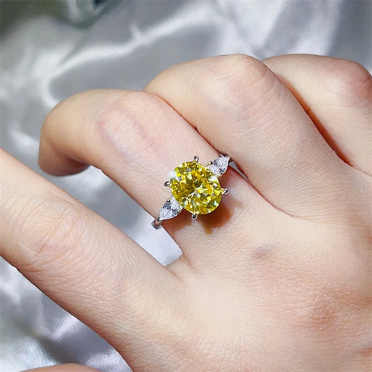 3 Carat Moissanite 925 Sterling Silver Ring Pastel Yellow