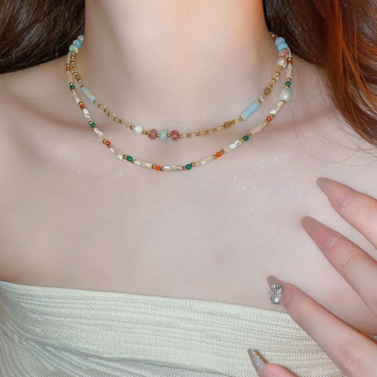 Alloy Pearl Beaded Necklace Multicolor One Size
